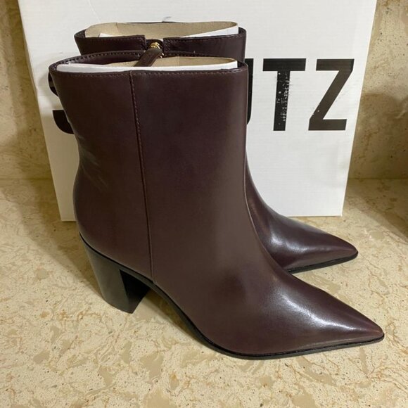 Schutz NIB Mikki Leather Block-Heel Booties (Orig.$235) w/tax (Size 10B) BROWN - Picture 4 of 6